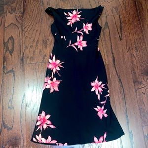 JNY Black Sleeveless Floral Dress
